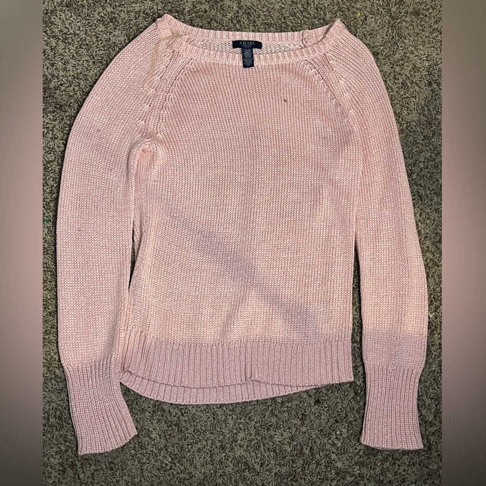 CHAPS Sweater Womens L Top Pink White